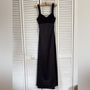 Free People Black Satin High-Low Slip Dress